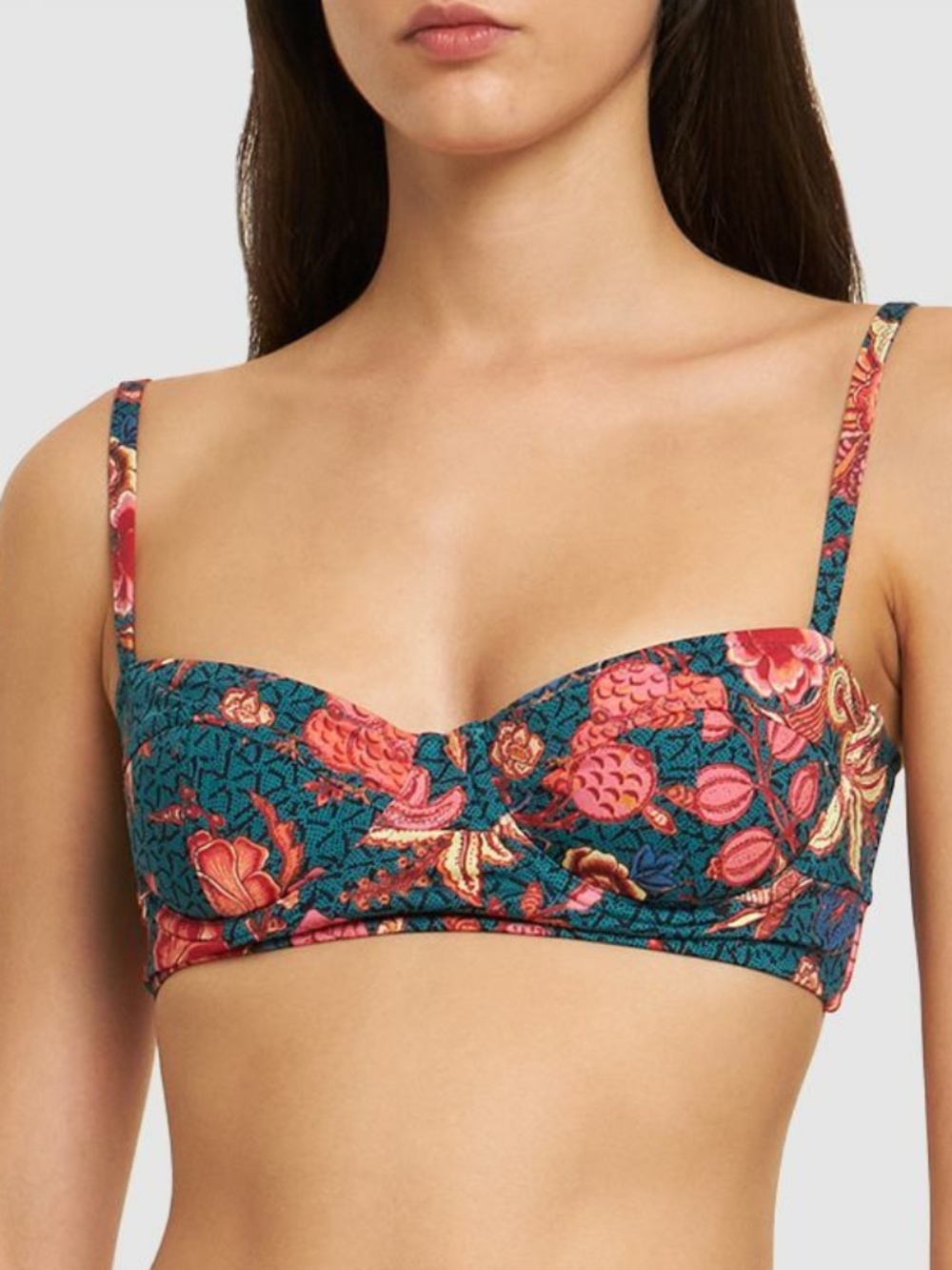 Ulla Johnson Women's Zahara Printed Stretch Bikini Top Delphinium M NWT